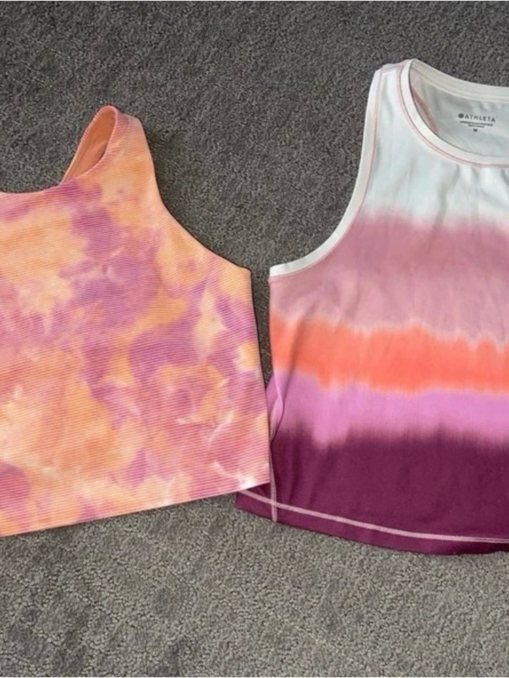 Athleta Pink, Orange & Purple Tie-Dye Tank Tops